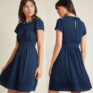 Blue embroidered ModCloth dress